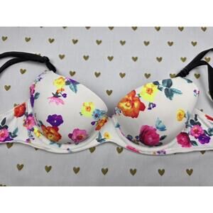 Victorias Secret  PINK Floral Wear everywhere Lightly lined Neon Bra 32A